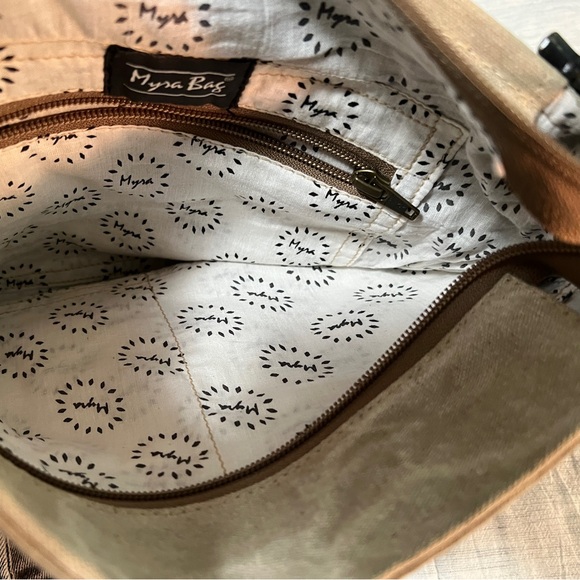 Canvas Shoulder Bag - Brown and Black by Myra Bag - Picture 7 of 11